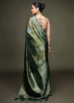 Green Tissue Silk Saree With Blouse Piece
