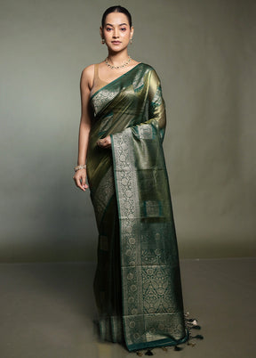 Green Tissue Silk Saree With Blouse Piece