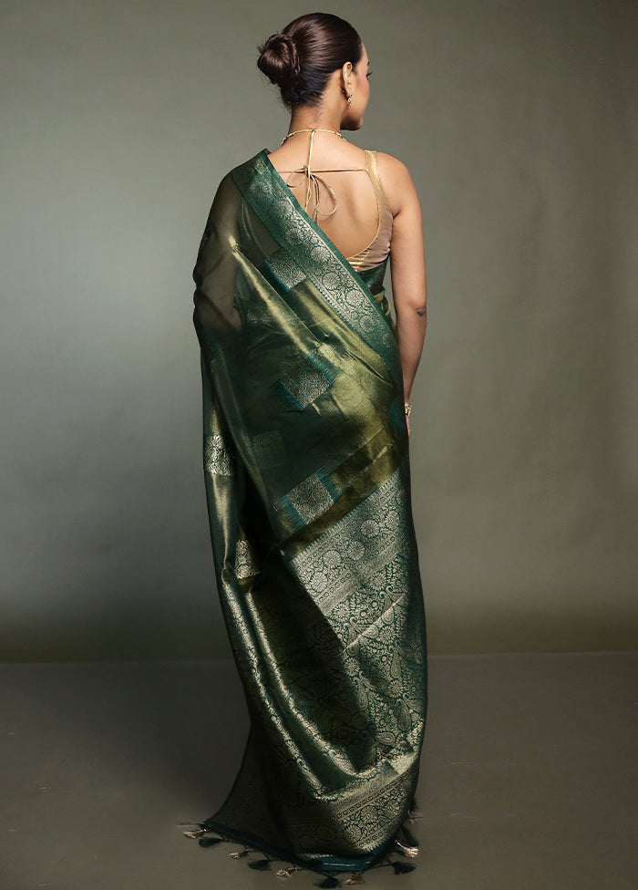 Green Tissue Silk Saree With Blouse Piece