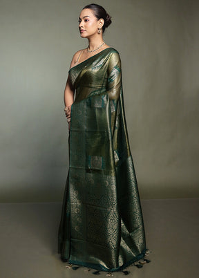 Green Tissue Silk Saree With Blouse Piece
