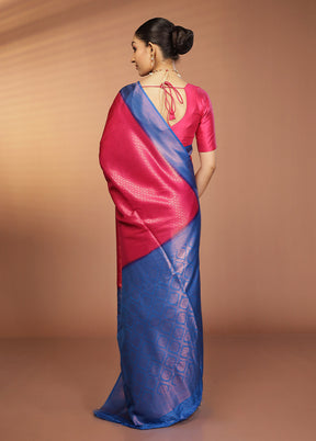Pink Dupion Silk Saree With Blouse Piece