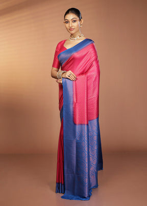 Pink Dupion Silk Saree With Blouse Piece