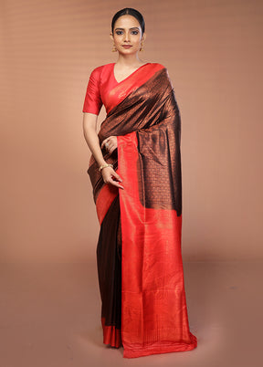 Black Dupion Silk Saree With Blouse Piece
