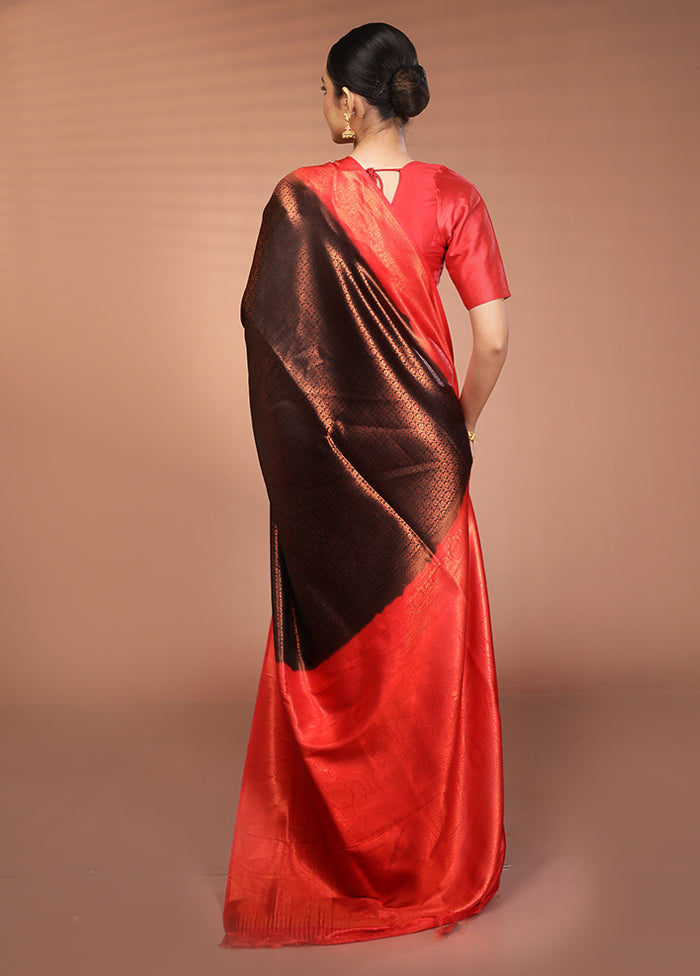 Black Dupion Silk Saree With Blouse Piece