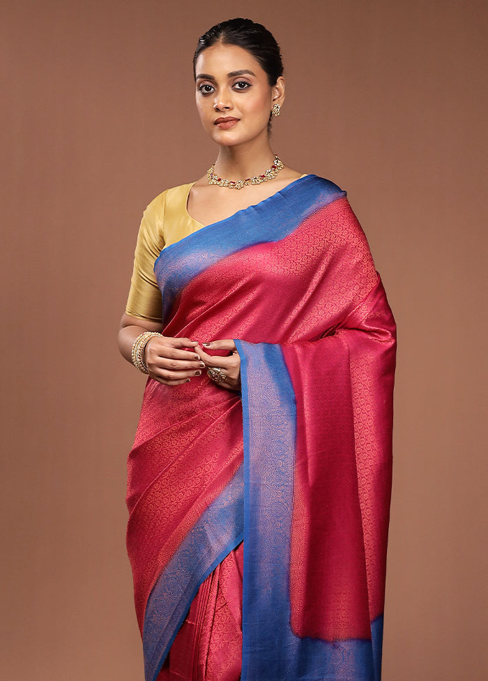 Pink Dupion Silk Saree With Blouse Piece
