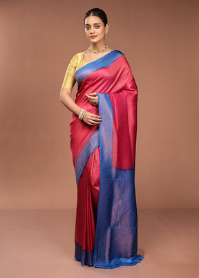 Pink Dupion Silk Saree With Blouse Piece