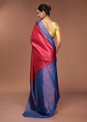Pink Dupion Silk Saree With Blouse Piece
