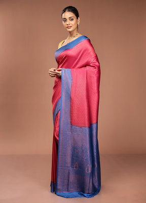 Pink Dupion Silk Saree With Blouse Piece