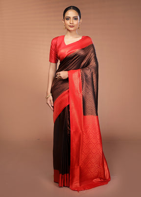 Black Dupion Silk Saree With Blouse Piece