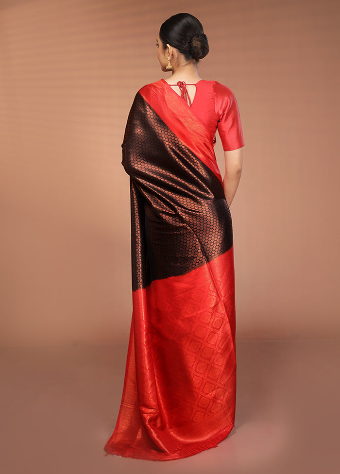 Black Dupion Silk Saree With Blouse Piece