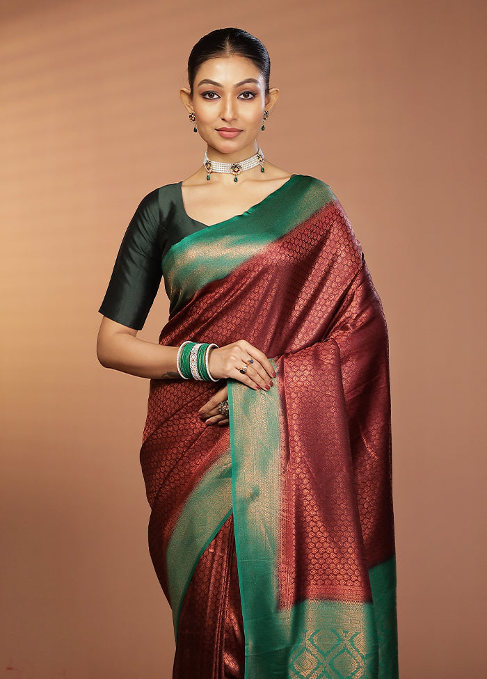 Brown Dupion Silk Saree With Blouse Piece