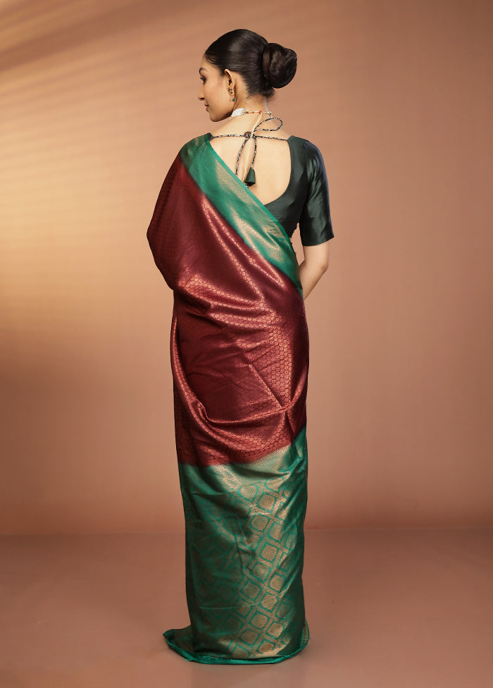Brown Dupion Silk Saree With Blouse Piece