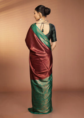 Brown Dupion Silk Saree With Blouse Piece
