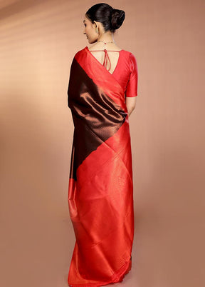 Black Dupion Silk Saree With Blouse Piece