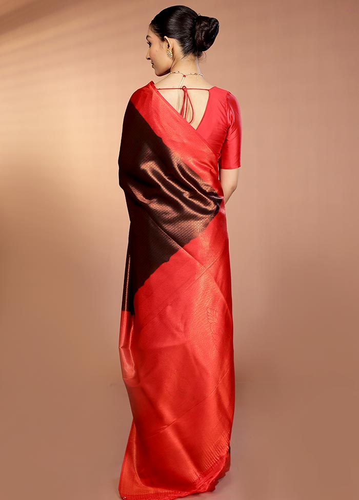 Black Dupion Silk Saree With Blouse Piece