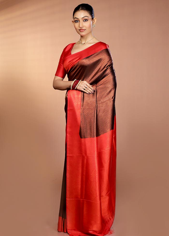 Black Dupion Silk Saree With Blouse Piece
