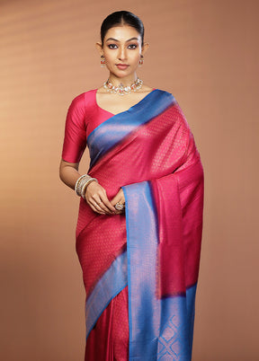 Pink Dupion Silk Saree With Blouse Piece