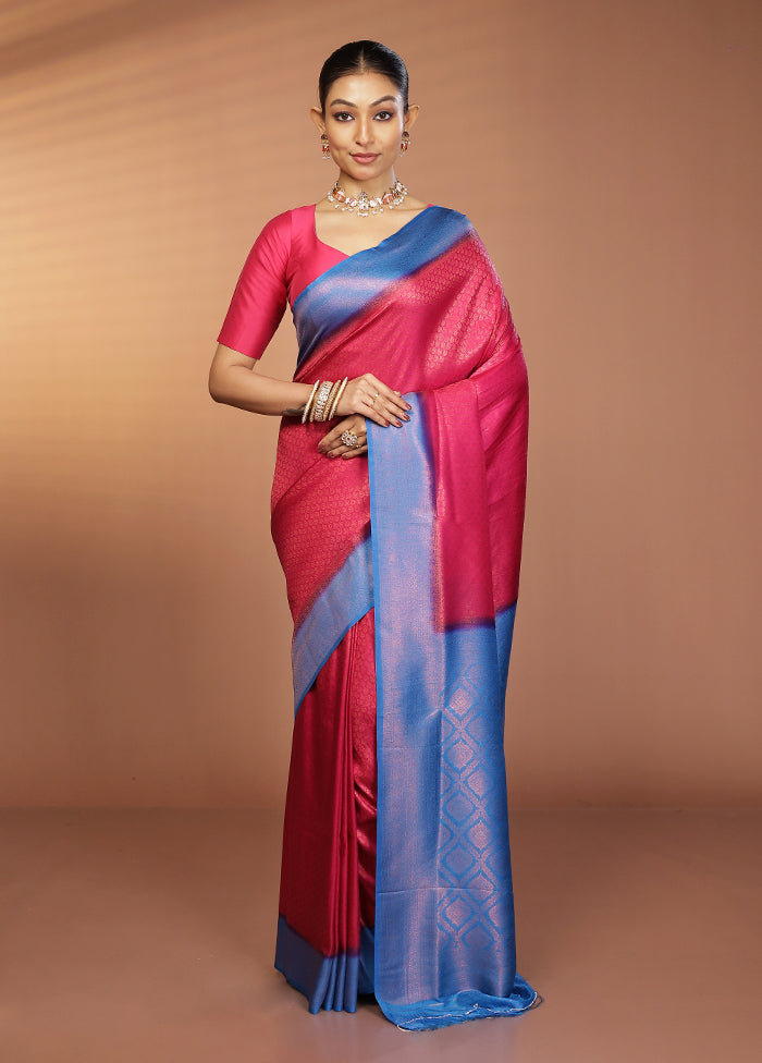 Pink Dupion Silk Saree With Blouse Piece
