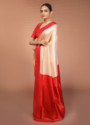 Cream Dupion Silk Saree With Blouse Piece