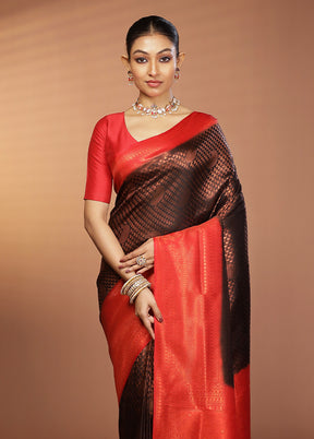 Black Dupion Silk Saree With Blouse Piece