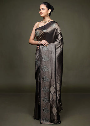 Black Dupion Silk Saree With Blouse Piece