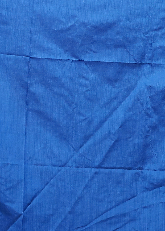 Blue Dupion Silk Saree With Blouse Piece