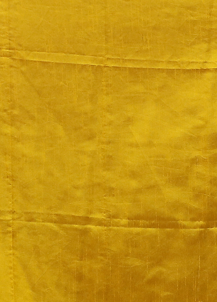 Yellow Dupion Silk Saree With Blouse Piece