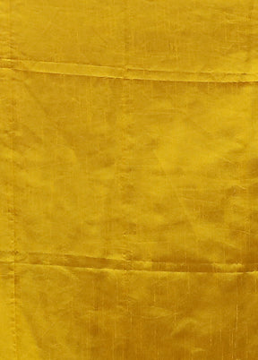 Yellow Dupion Silk Saree With Blouse Piece