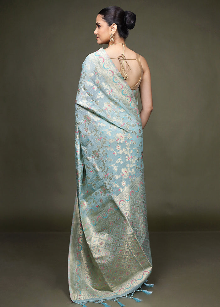 Green Dupion Silk Saree With Blouse Piece