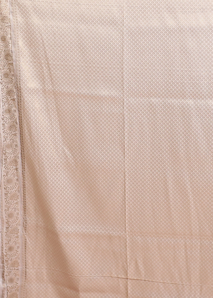 Cream Dupion Silk Saree With Blouse Piece