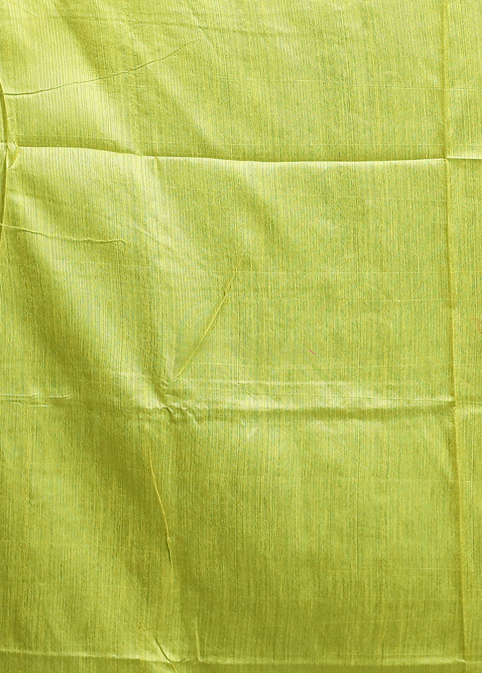 Yellow Dupion Silk Saree With Blouse Piece