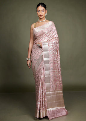Pink Handloom Dupion Pure Silk Saree With Blouse Piece