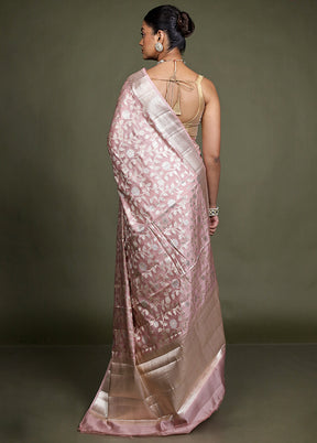 Pink Handloom Dupion Pure Silk Saree With Blouse Piece