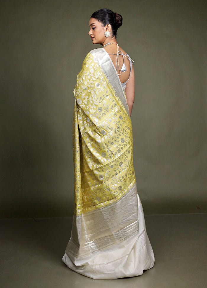 Yellow Handloom Dupion Pure Silk Saree With Blouse Piece