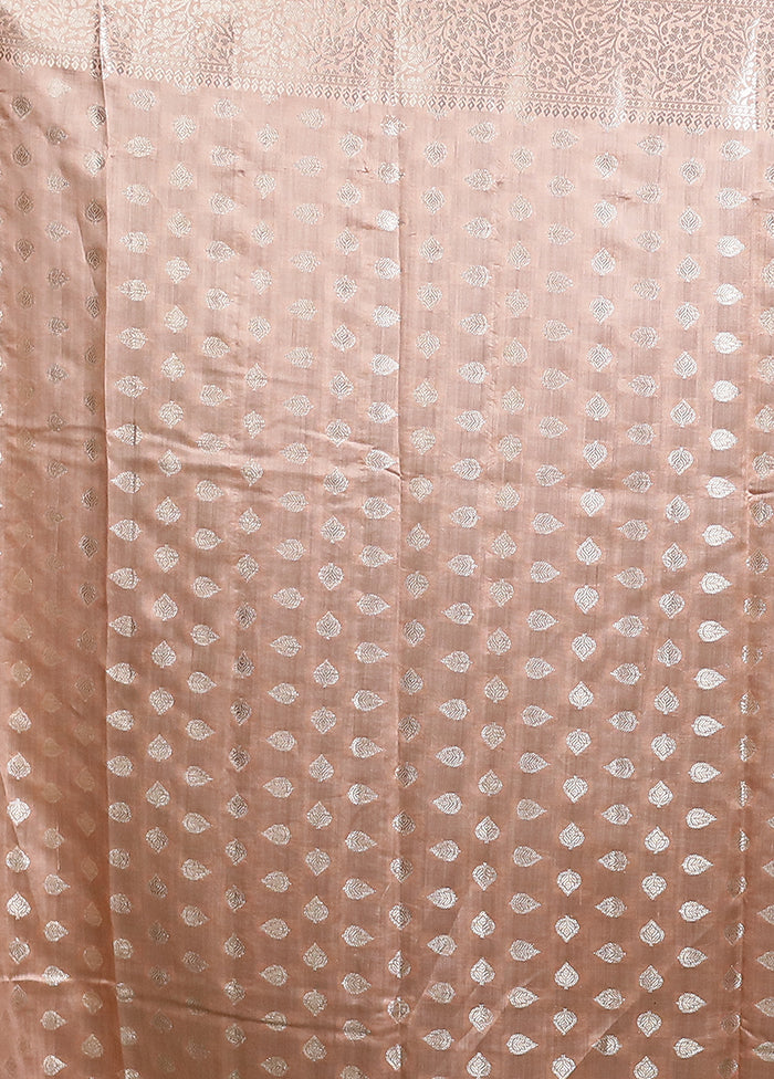 Peach Handloom Dupion Pure Silk Saree With Blouse Piece