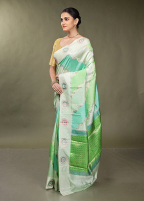 Green Handloom Dupion Pure Silk Saree With Blouse Piece