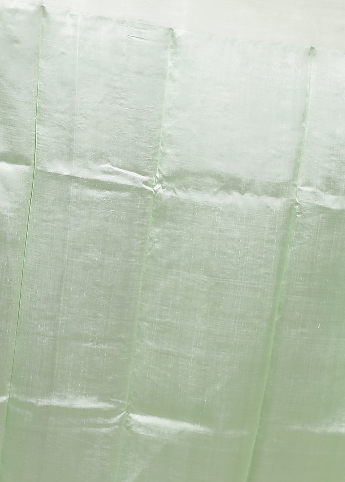 Green Handloom Dupion Pure Silk Saree With Blouse Piece