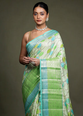 Green Handloom Dupion Pure Silk Saree With Blouse Piece
