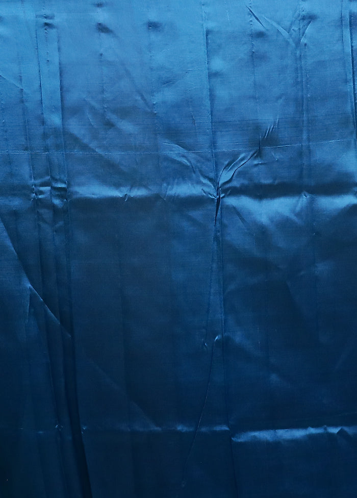 Blue Handloom Dupion Pure Silk Saree With Blouse Piece