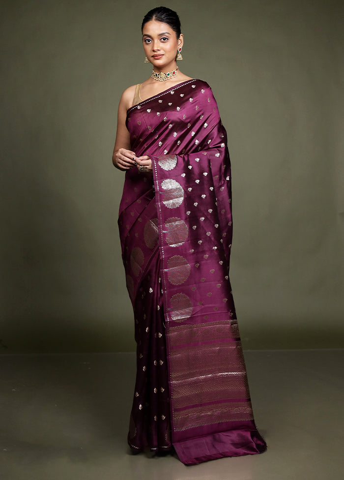 Purple Handloom Dupion Pure Silk Saree With Blouse Piece