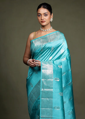 Green Handloom Dupion Pure Silk Saree With Blouse Piece
