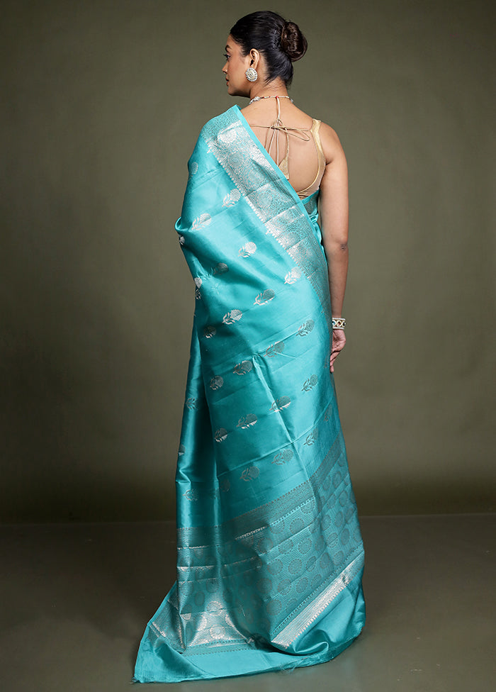Green Handloom Dupion Pure Silk Saree With Blouse Piece