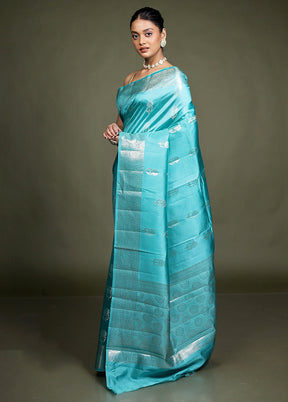 Green Handloom Dupion Pure Silk Saree With Blouse Piece