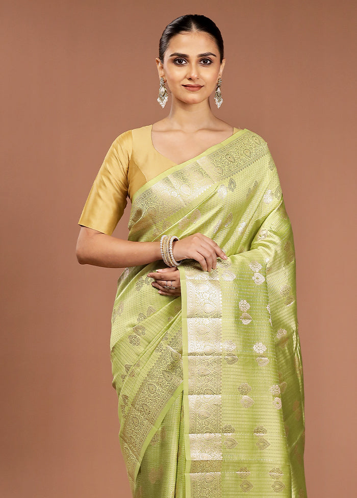 Green Handloom Dupion Pure Silk Saree With Blouse Piece