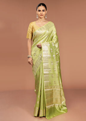 Green Handloom Dupion Pure Silk Saree With Blouse Piece