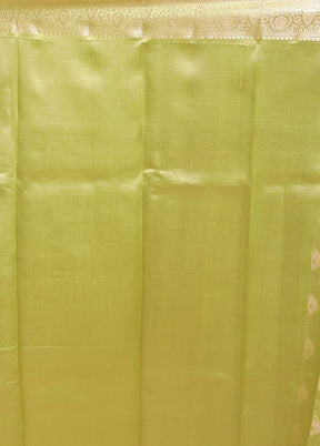 Green Handloom Dupion Pure Silk Saree With Blouse Piece
