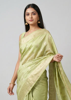Green Handloom Dupion Pure Silk Saree With Blouse Piece