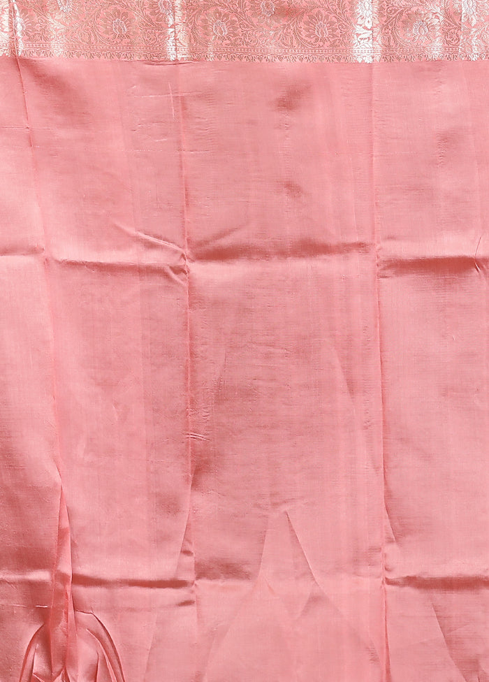 Pink Handloom Dupion Pure Silk Saree With Blouse Piece