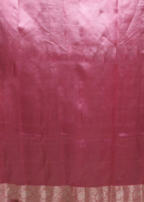 Pink Handloom Dupion Pure Silk Saree With Blouse Piece