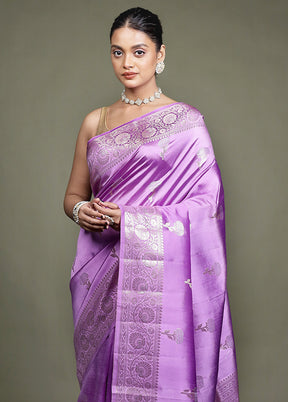 Purple Handloom Dupion Pure Silk Saree With Blouse Piece